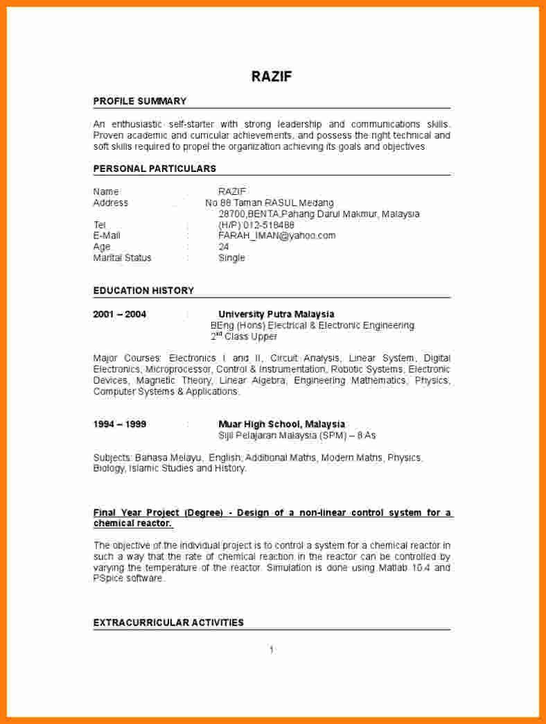 Resume Sample for Job after Spm Personal Profile for A Fresh Graduate : How to Write A Personal …