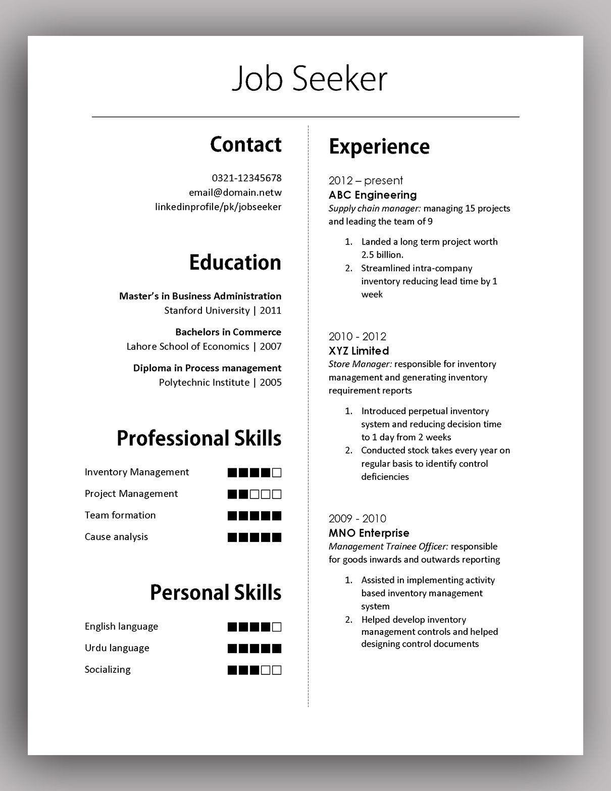 Resume Sample for Long Term Employment Simple yet Elegant Cv Template to Get the Job Done – Free Download …
