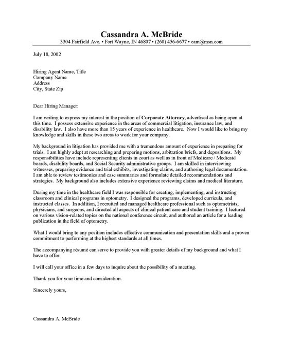 Sample attorney Cover Letter for Resume attorney Cover Letter Sample Resume Cover Letter