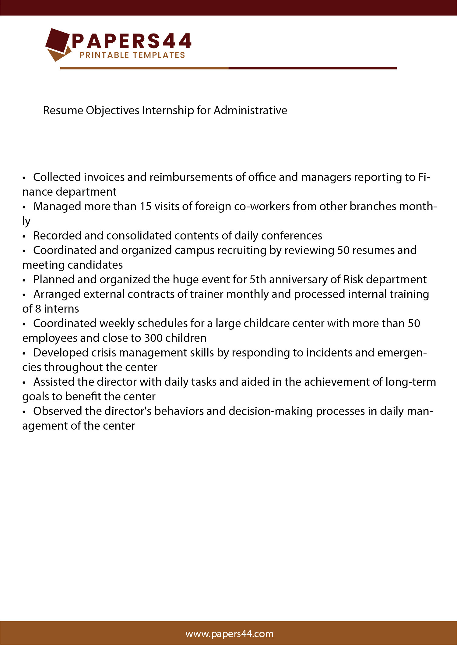 Sample Career Objective for Resume for Internship Examples for Good Resume Objective for Internship