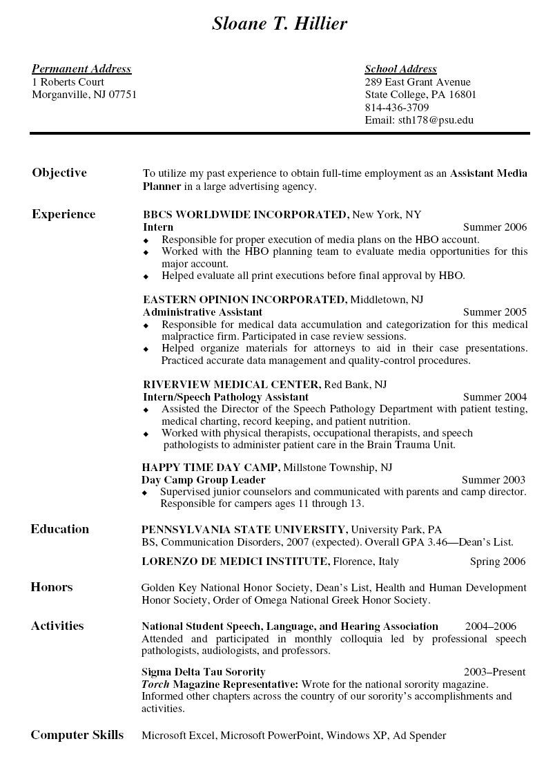 Sample Career Objective for Resume for Internship Pin by topresumes On Latest Resume