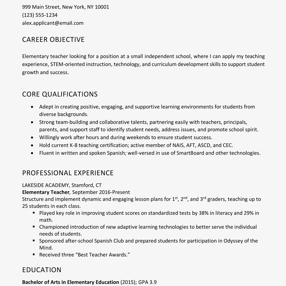 Sample Career Objectives Examples for Resumes 69 for Job Objective Samples Resume format