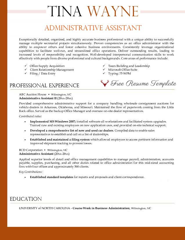 Sample Combination Resume for Administrative assistant Executive assistant Resume Templates Resume Template