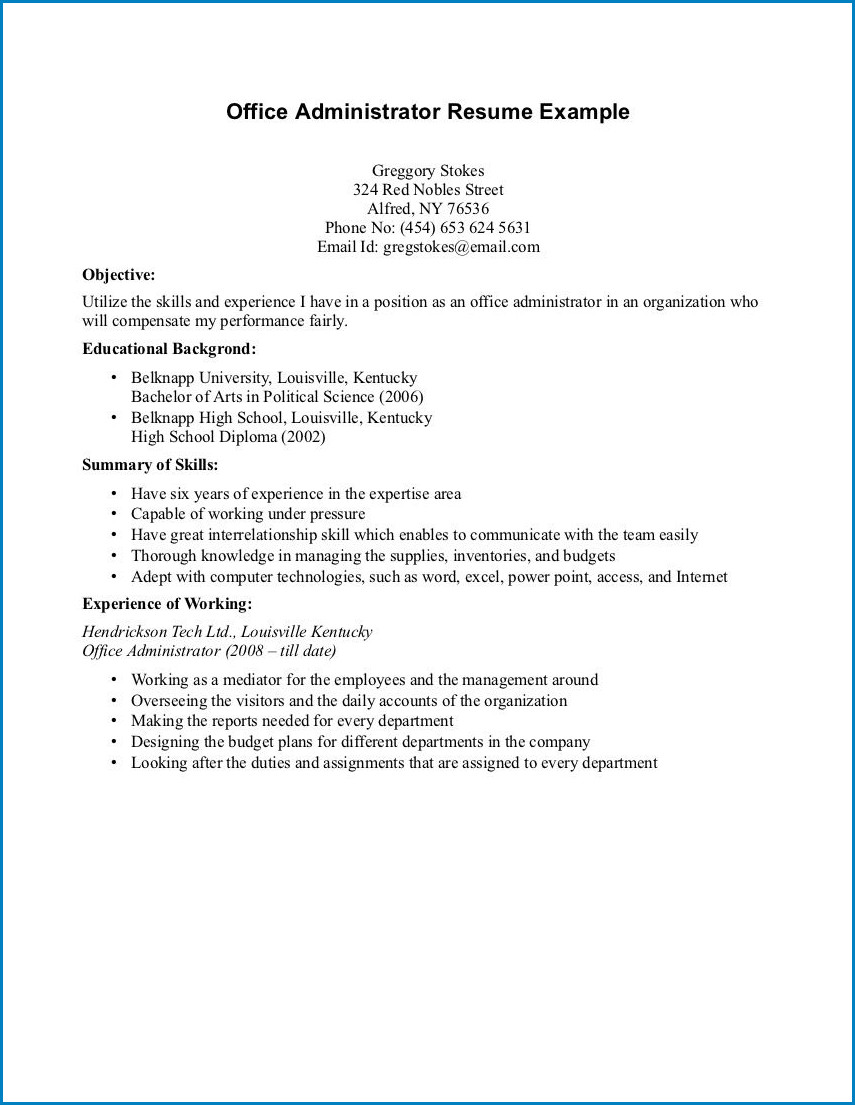 Sample Objectives for Resumes with No Job Experience Student Resume with No Experience Examples