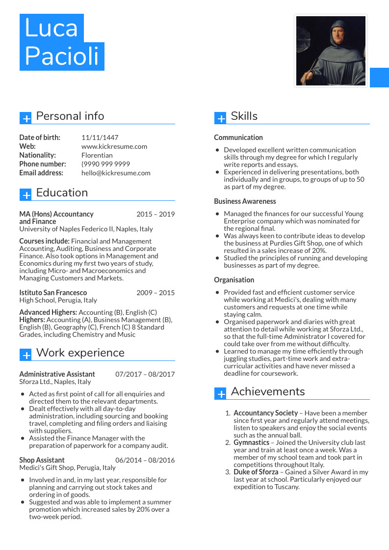 Sample Of A Resume with Work Experience Work Experience Sample Cv for Accountant Simple Guidance