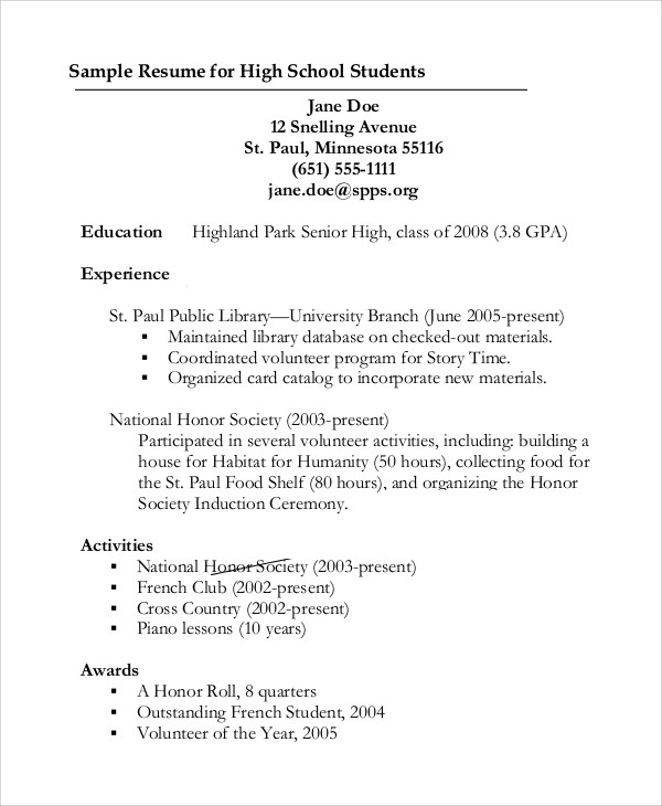 Sample Of Resume for High School Graduate with No Experience Free 9 Sample Graduate School Resume Templates In Pdf