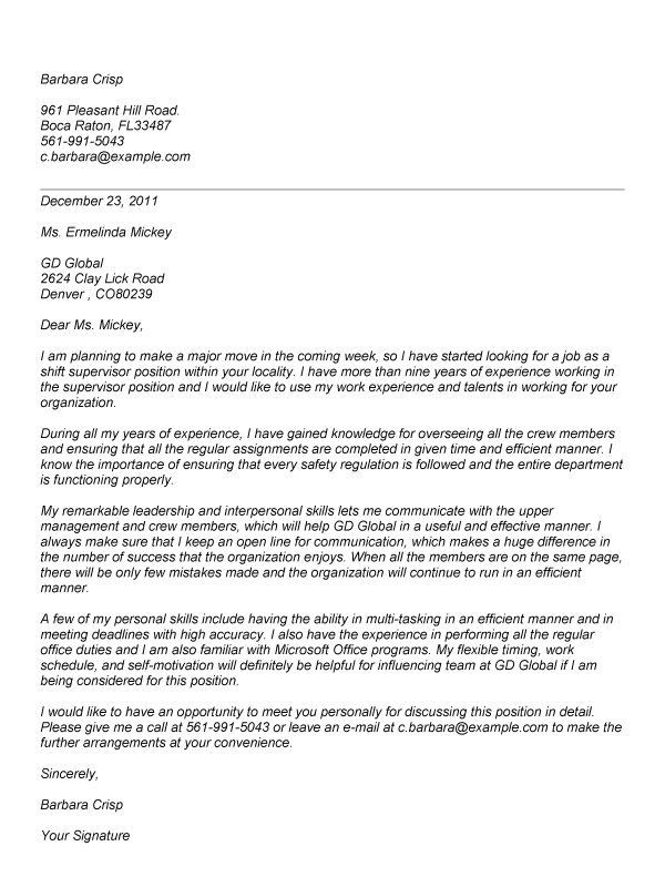 Sample Resume Cover Letter for Supervisor Position Housekeeping Supervisor Cover Letter Examples