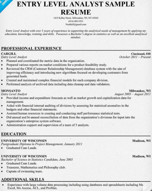 Sample Resume Entry Level Data Analyst the Job Skills and Requirements Of A Data Entry Analyst are