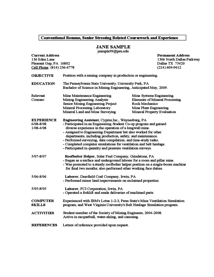 Sample Resume First Year College Student Sample Resume by A First Year Student Free Download