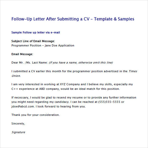 Sample Resume Follow Up Email Letter 6 Sample Follow Up Emails
