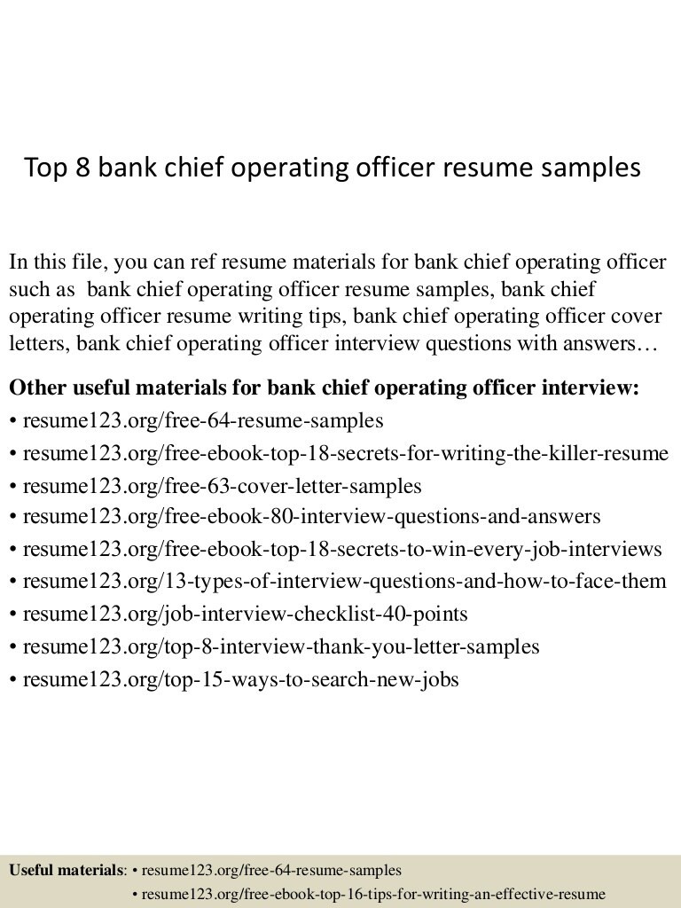 Sample Resume for Banking Operation Officer top 8 Bank Chief Operating Officer Resume Samples Sample Resume for Banking Operation Officer top 8 Bank Chief Operating Officer Resume Samples