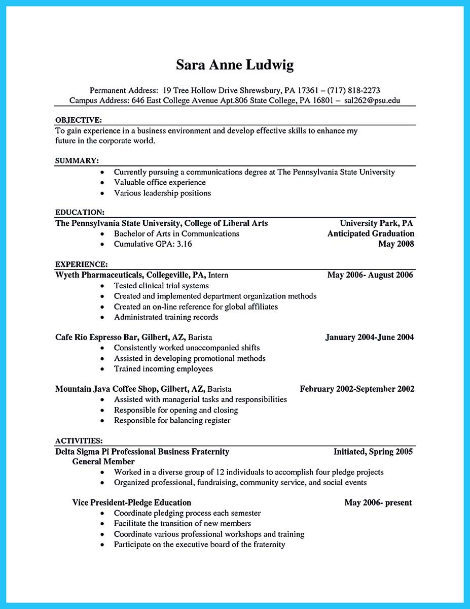 Sample Resume for Barista Position with No Experience Inexperienced Resume Sample – Good Resume Examples