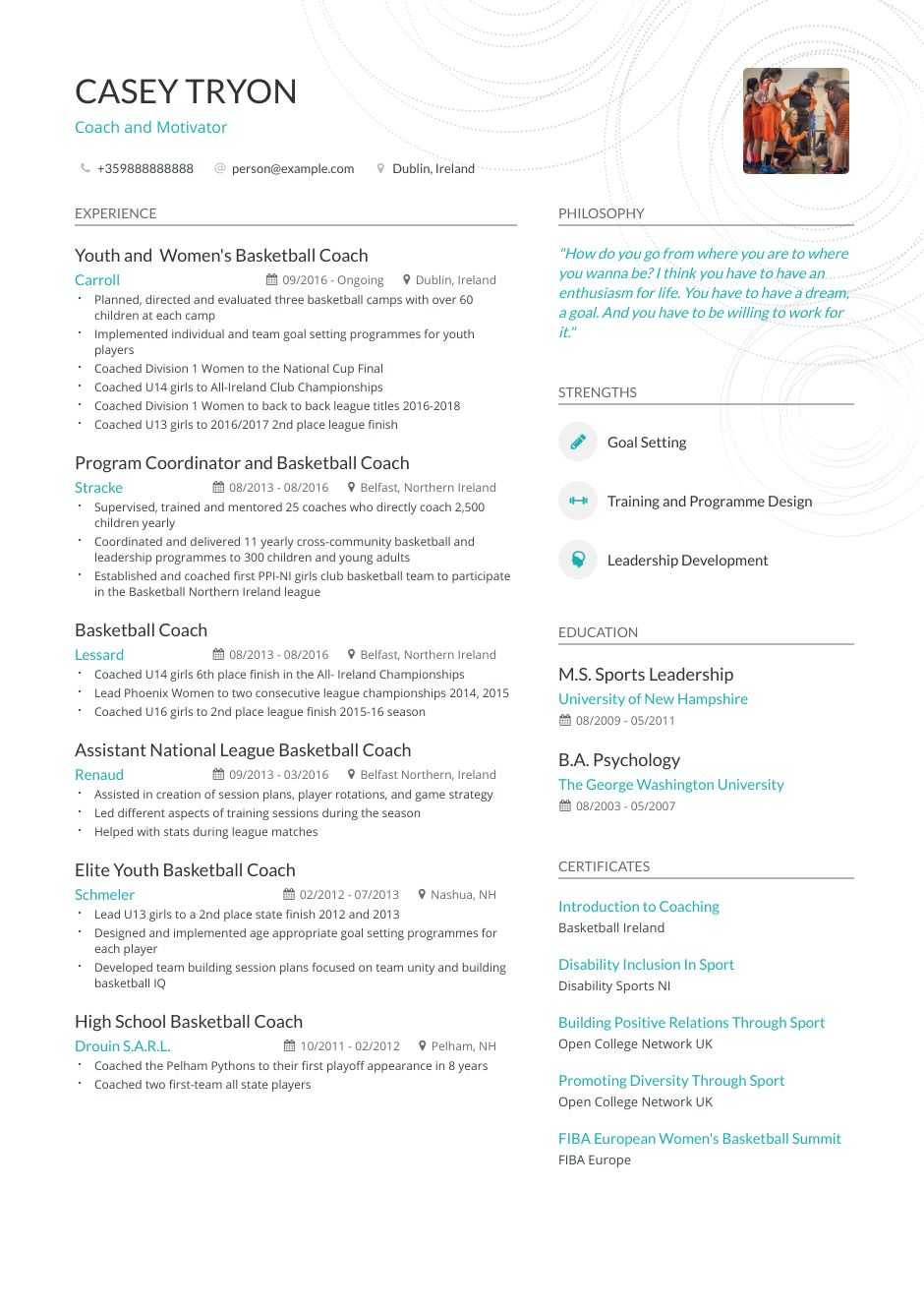 Sample Resume for Basketball Coaching Position Coaching Resume Examples [inside How-to Tips] Enhancv