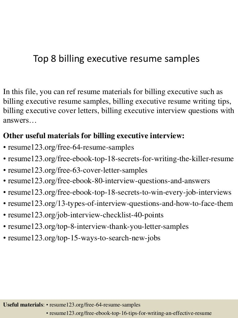 Sample Resume for Billing Executive In Hospital top 8 Billing Executive Resume Samples