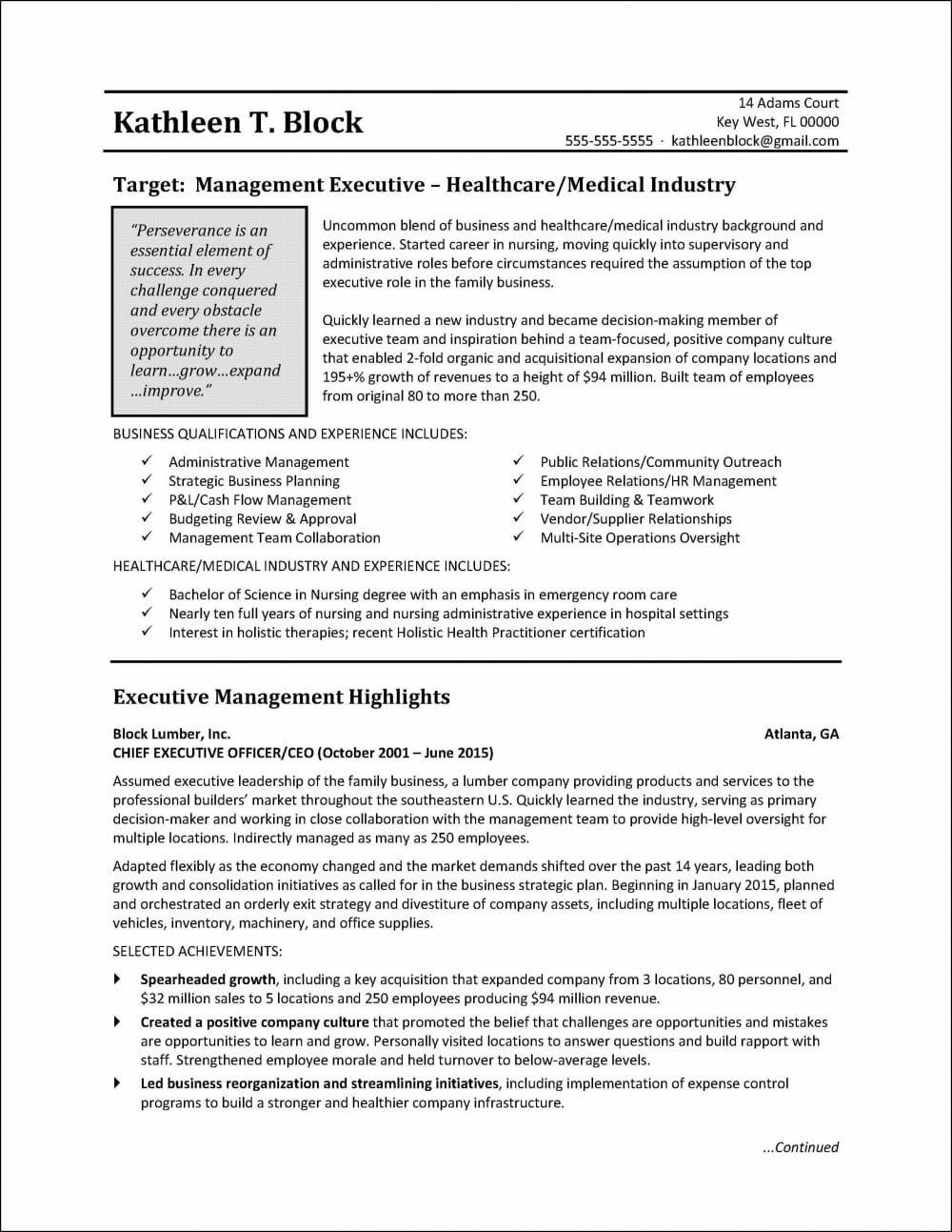 Sample Resume for Blue Collar Worker Management Resume Sample – Distinctive Career Services