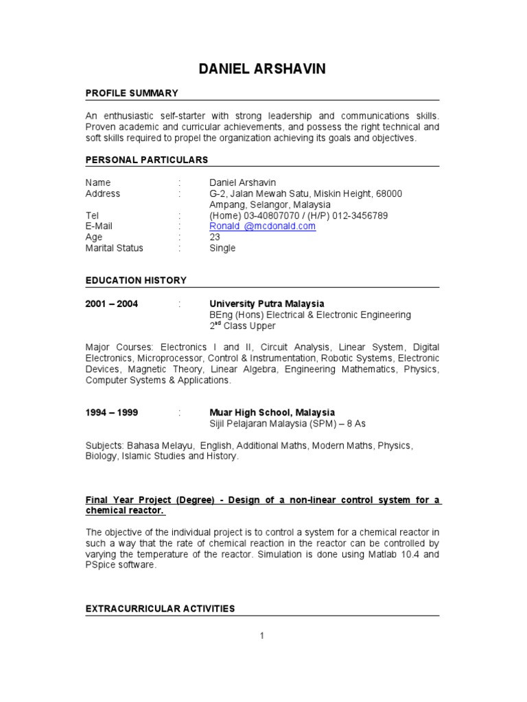 Sample Resume for Electrical Engineer Fresh Graduate Fresh Graduate Resume Sample Electronics
