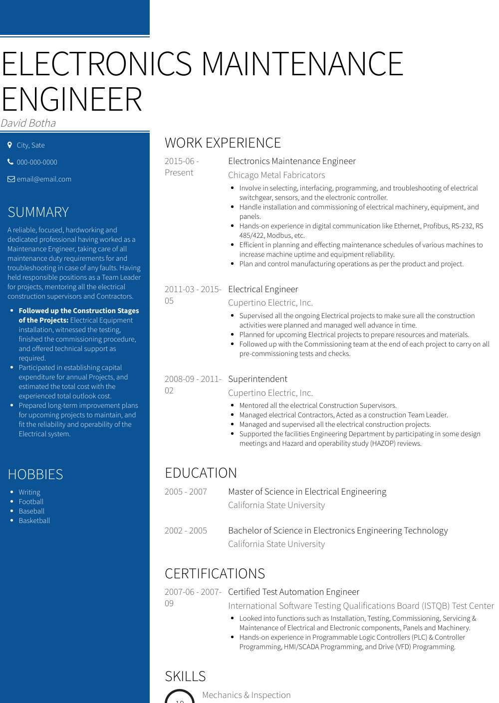 Sample Resume for Electrical Engineer Maintenance Pdf Electrical Maintenance Engineer Cv Pdf February 2021