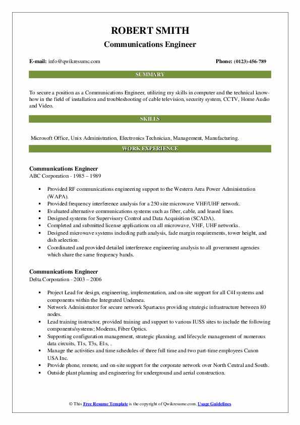 Sample Resume for Electronics and Communication Engineer Experienced Pdf Munications Engineer Resume Samples