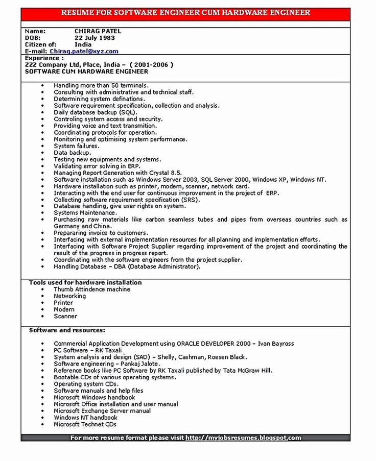 Sample Resume for Embedded software Engineer 25 Embedded software Engineer Resume In 2020
