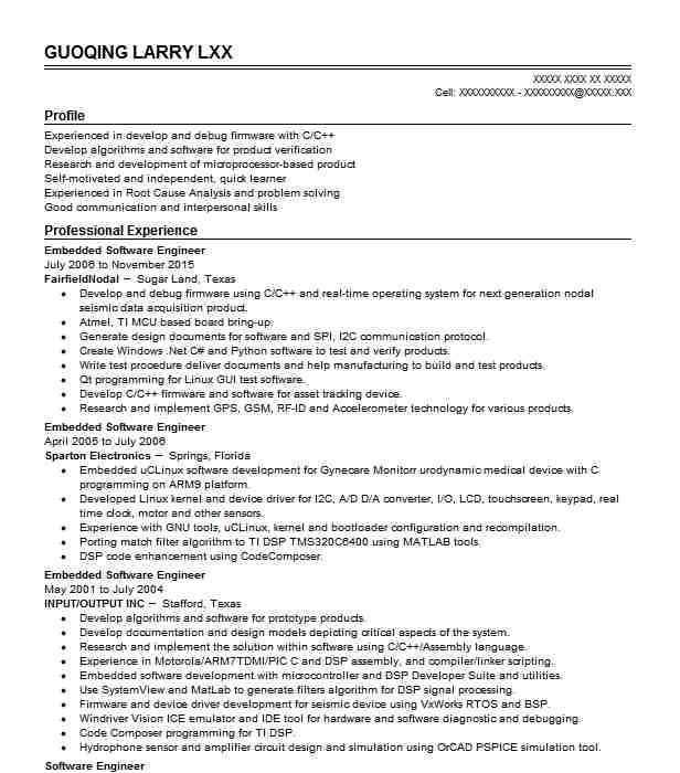 Sample Resume for Embedded software Engineer Embedded Engineer Resume 1 Year Experience