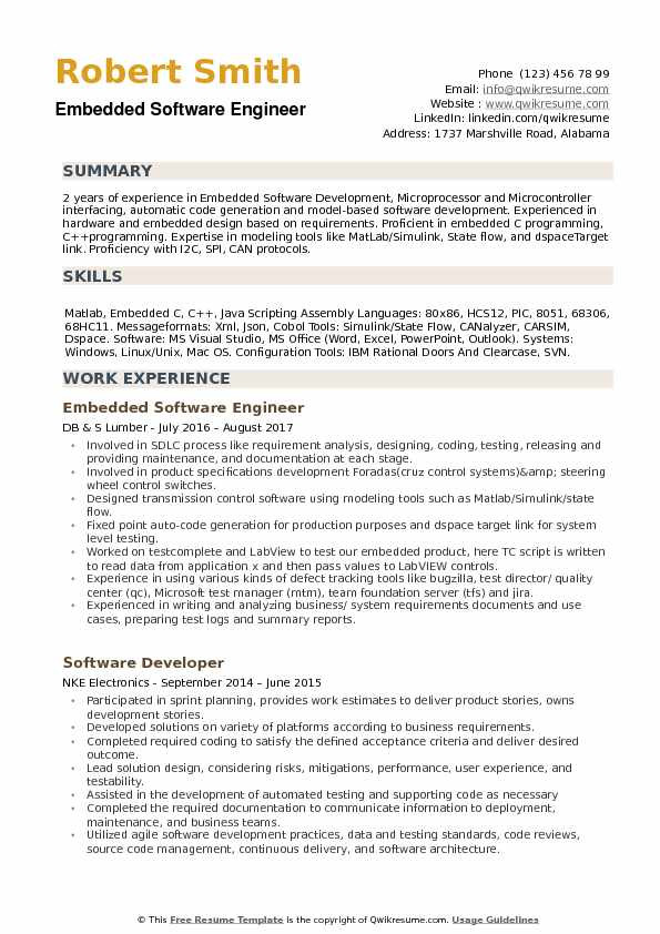 Sample Resume for Embedded software Engineer Embedded software Engineer Resume Samples Sample Resume for Embedded software Engineer Embedded software Engineer Resume Samples