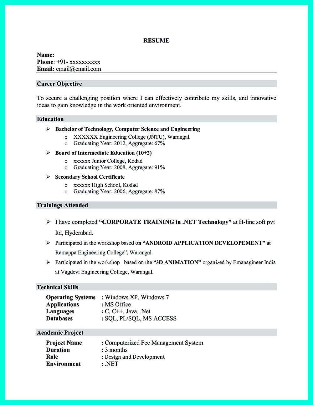 Sample Resume for Freshers Engineers Computer Science Computer Engineering Resume Includes the Skill In the It Field You …