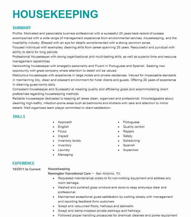 Sample Resume for Housekeeping In Nursing Home Housekeeping Resume Example Munity Care Nursing Home