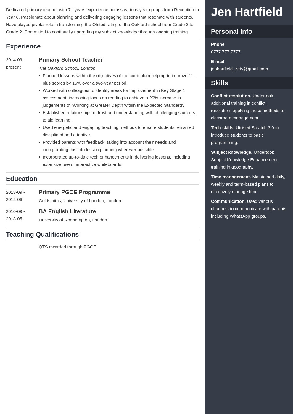 Sample Resume for Let Passer Teacher Teacher Cv Example [writing Guide & Tips for Teaching Jobs]
