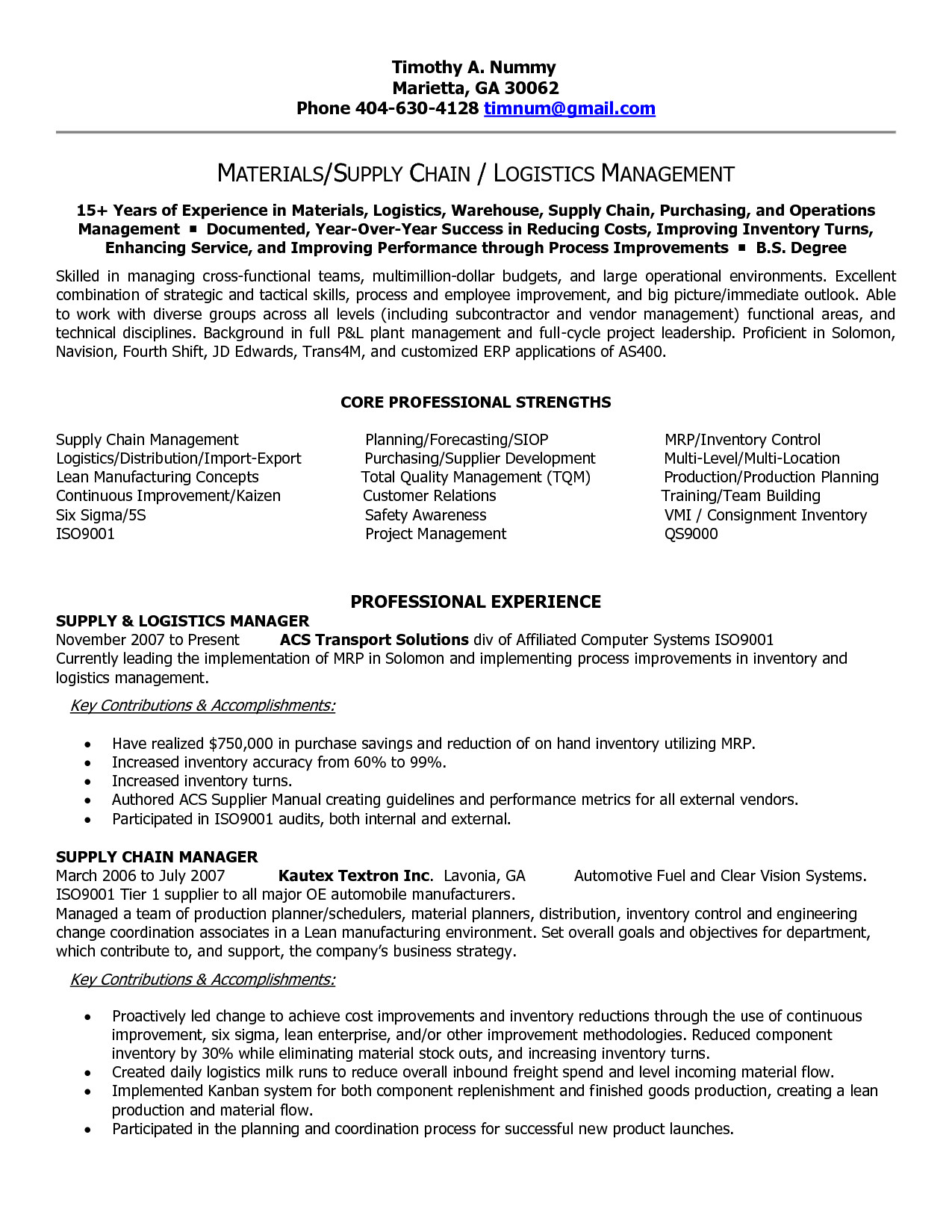 Sample Resume for Logistics and Supply Chain Management Pdf Supply Chain Resume Templates