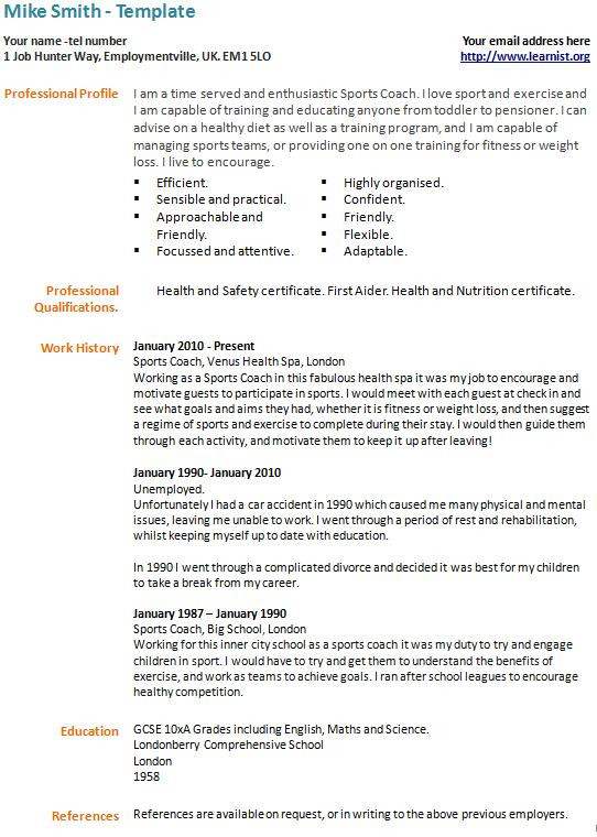 Sample Resume for Long Term Unemployed Long Term Unemployed Cv Example Template Learnist