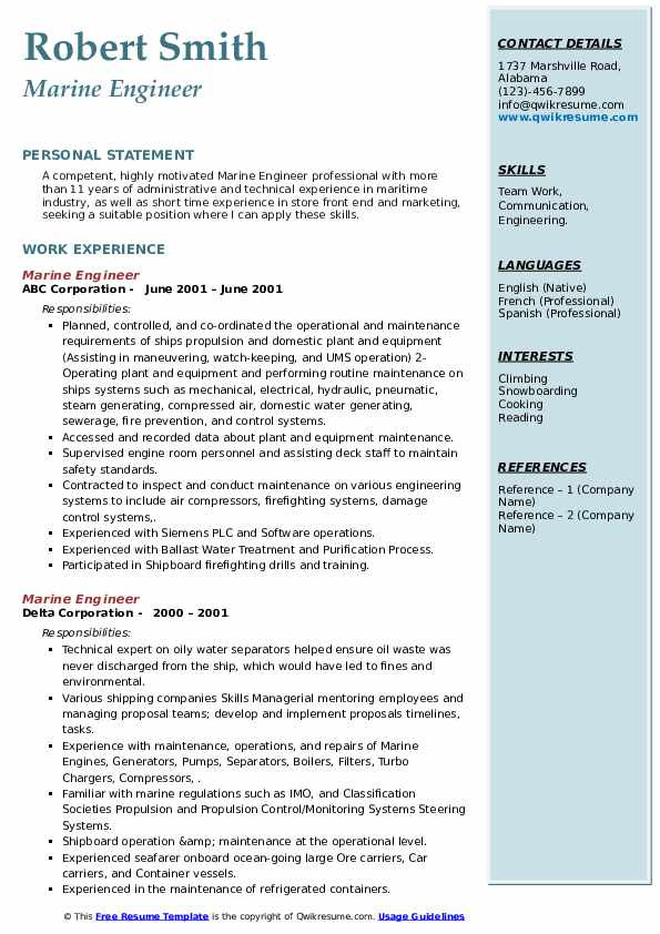 Sample Resume for Marine Engineering Apprenticeship Marine Engineer Resume Samples