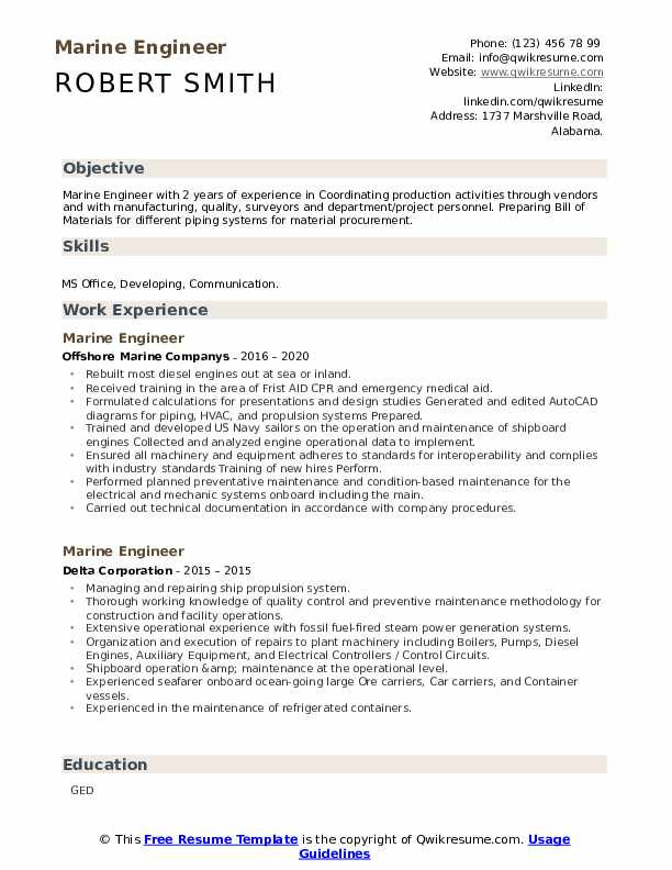 Sample Resume for Marine Engineering Apprenticeship Marine Engineer Resume Samples