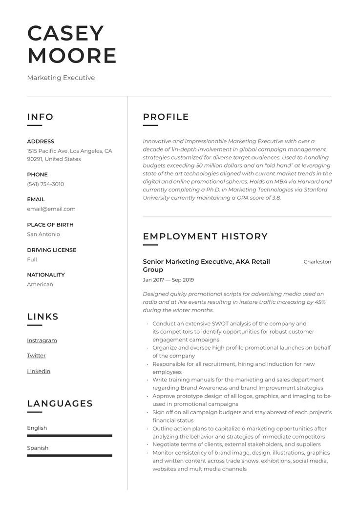 Sample Resume for Marketing Executive Position Marketing Executive Resume Sample In 2020