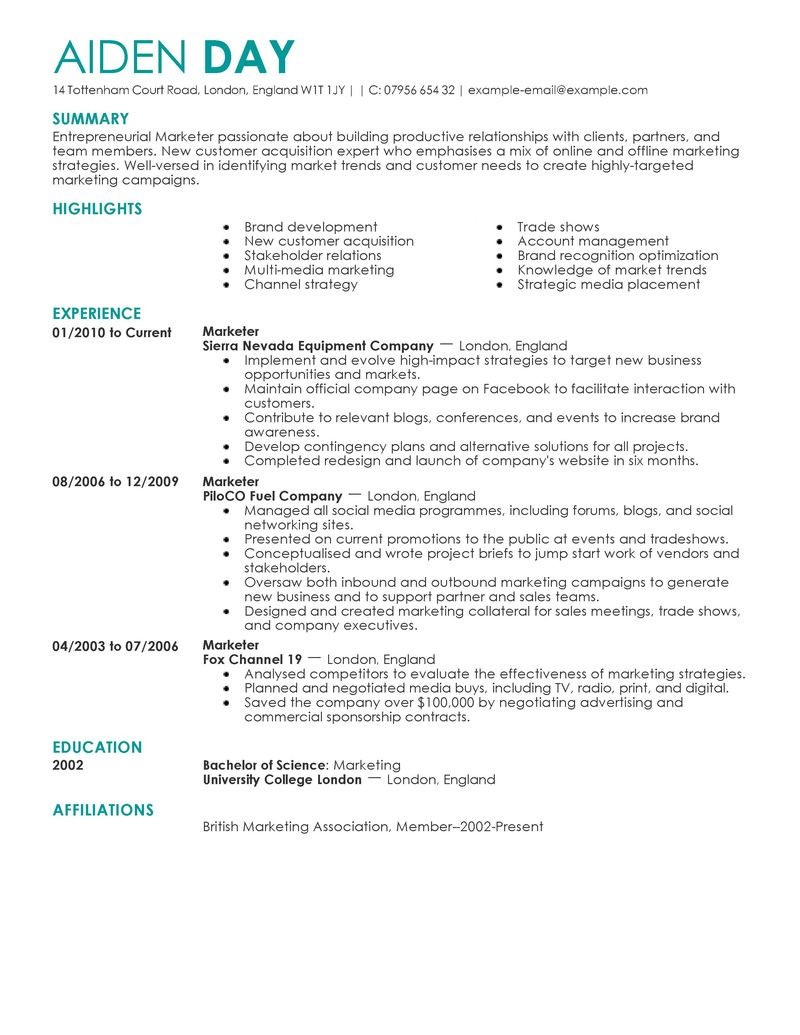 Sample Resume for Marketing Executive Position Resume format 2016 2017for Marketing Manager