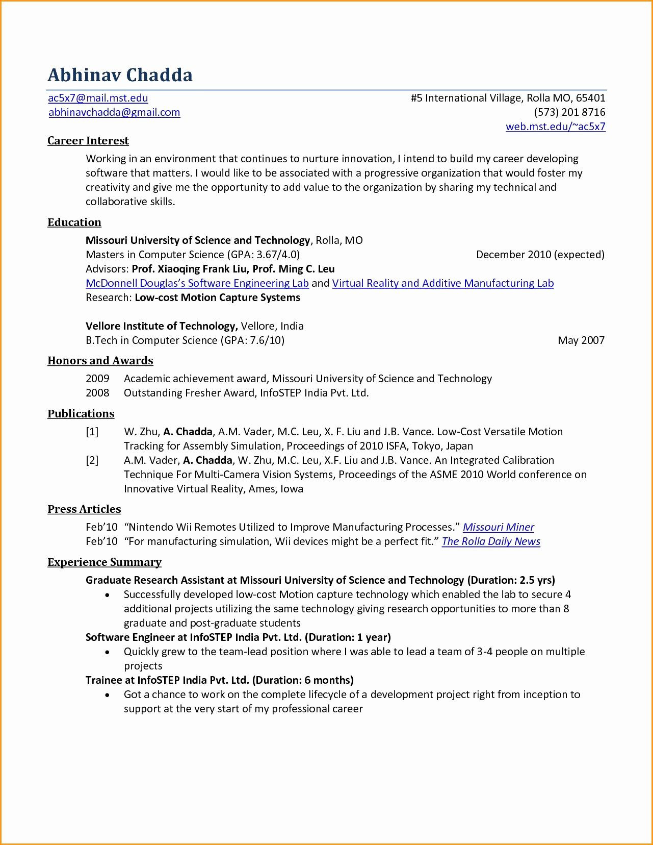 Sample Resume for Masters In Computer Science 13 Puter Science Graduate Resume Template Samples