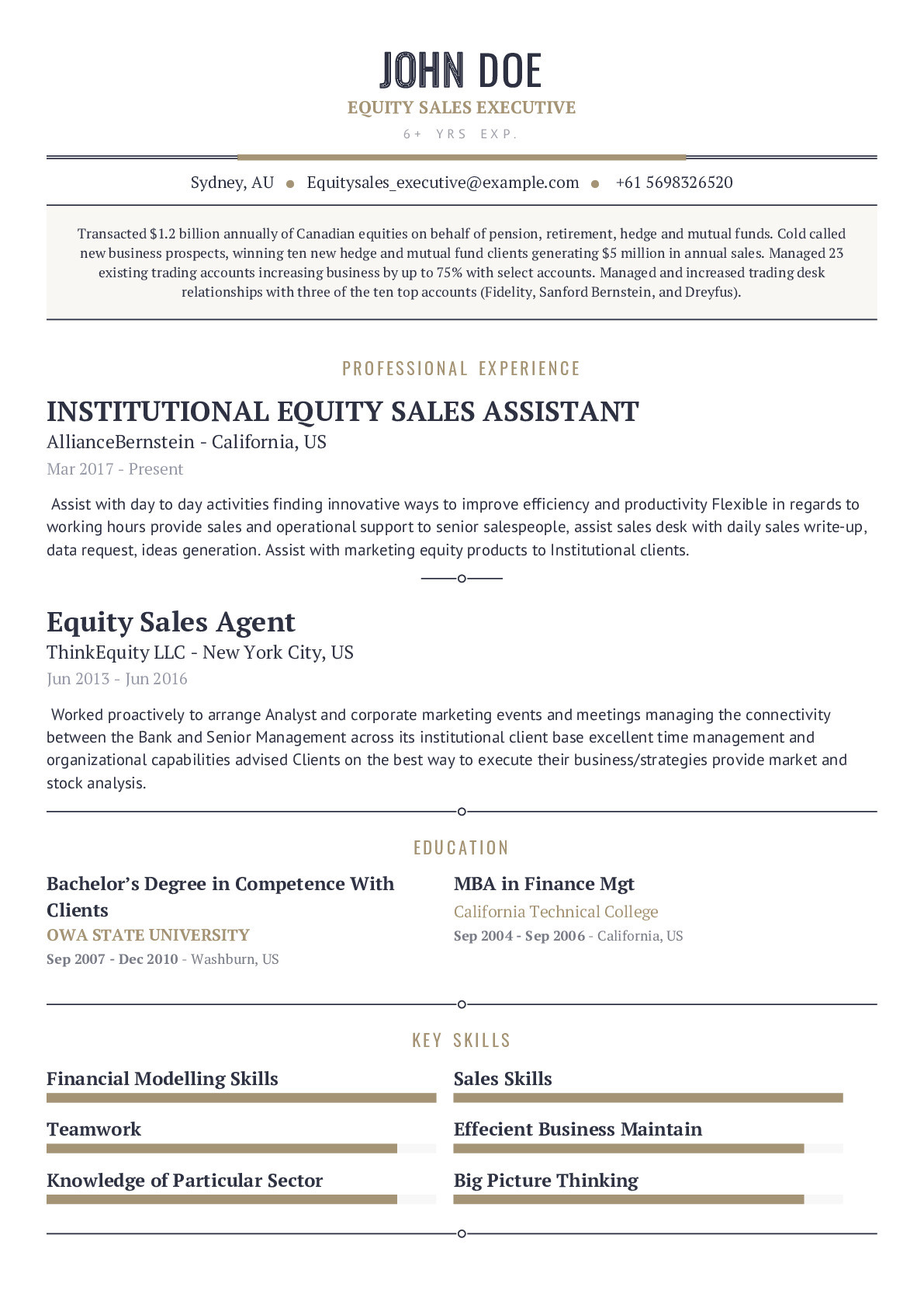 Sample Resume for Mutual Fund Sales Equity Sales Executive Resume Example with Content Sample Craftmycv