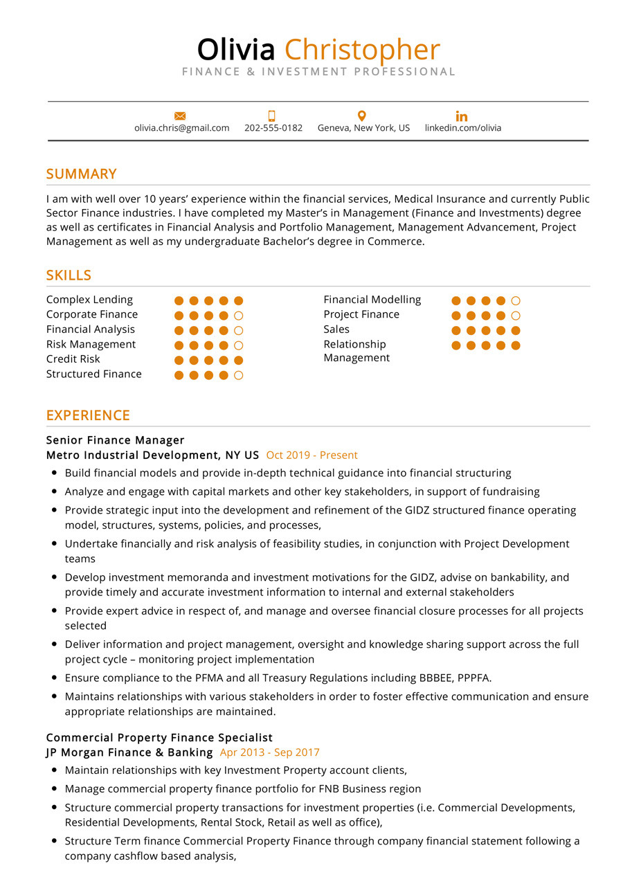 Sample Resume for Mutual Fund Sales Finance & Investment Resume Example Cv Sample 2020 – Resumekraft