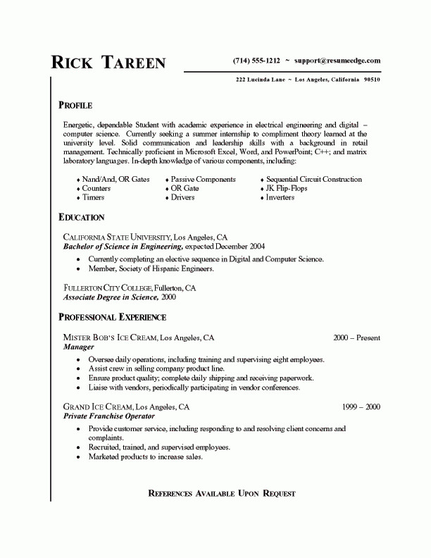 Sample Resume for Student Seeking Internship Internship Application Resume Student Seeking Internship