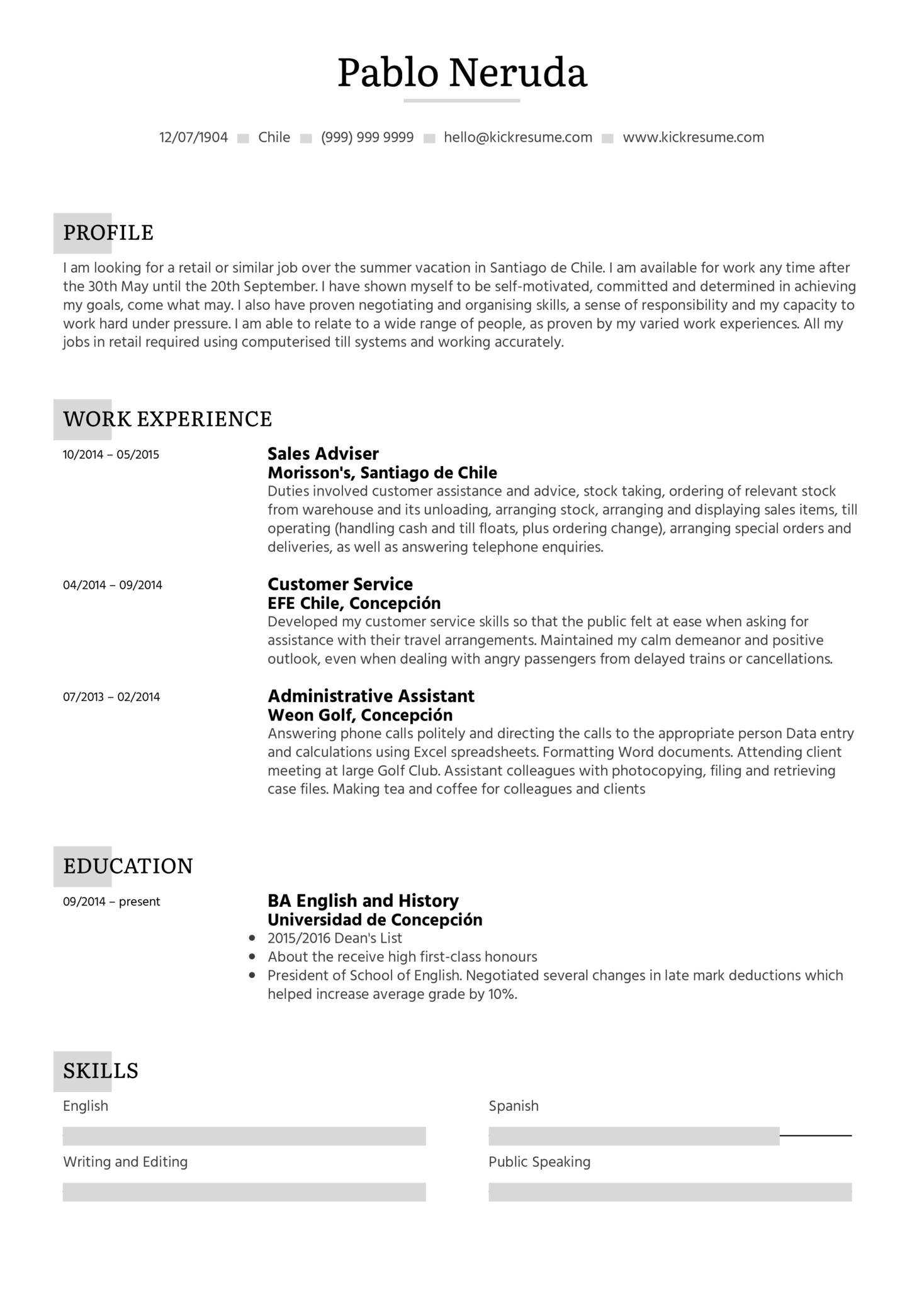 Sample Resume for Student Summer Job Student Resume Summer Job