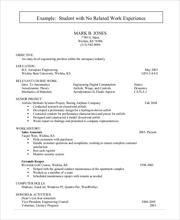 Sample Resume for Student with No Job Experience Free 7 Student Resume Examples Samples In Ms Word