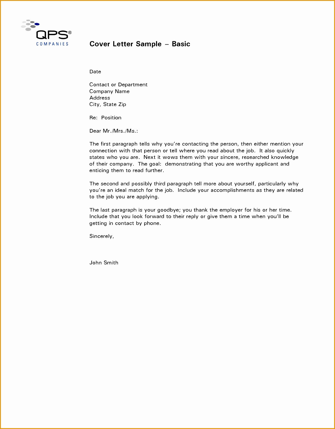 Sample Simple Cover Letter for Resume 4 Basic Cover Letter for Resume Free Samples Examples