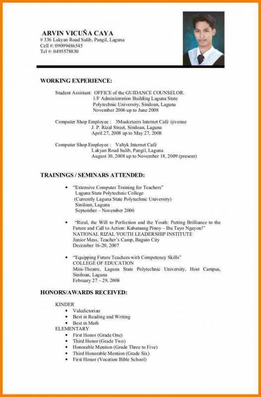 Sample Training and Seminars attended In Resume College Application Resume Template