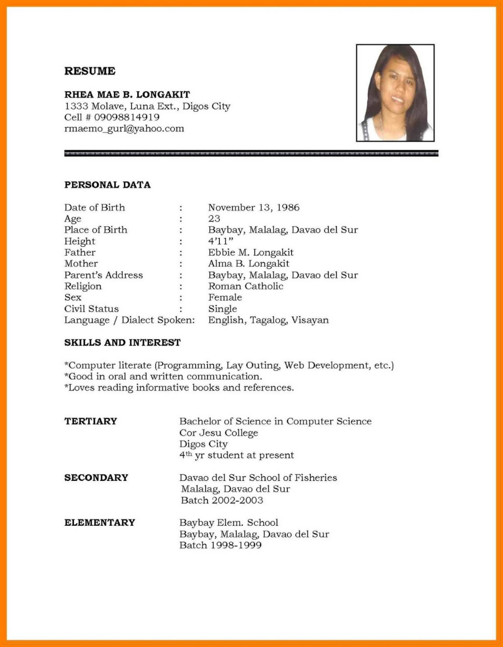 Simple Sample Resume format for Students Basic Student Resume format Pdf Download Best Resume