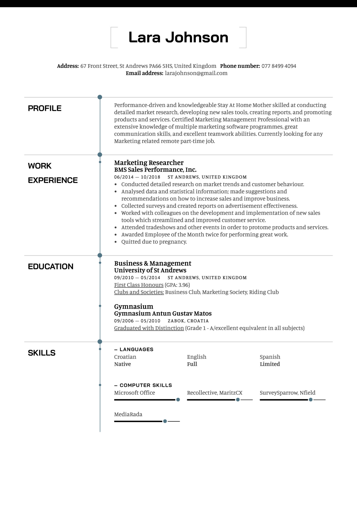 Stay at Home Parent Resume Sample Stay at Home Mother Resume Example