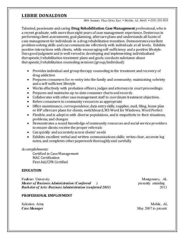 Substance Abuse Case Manager Resume Sample Resume Sample Drug Rehabilitation Case Manager