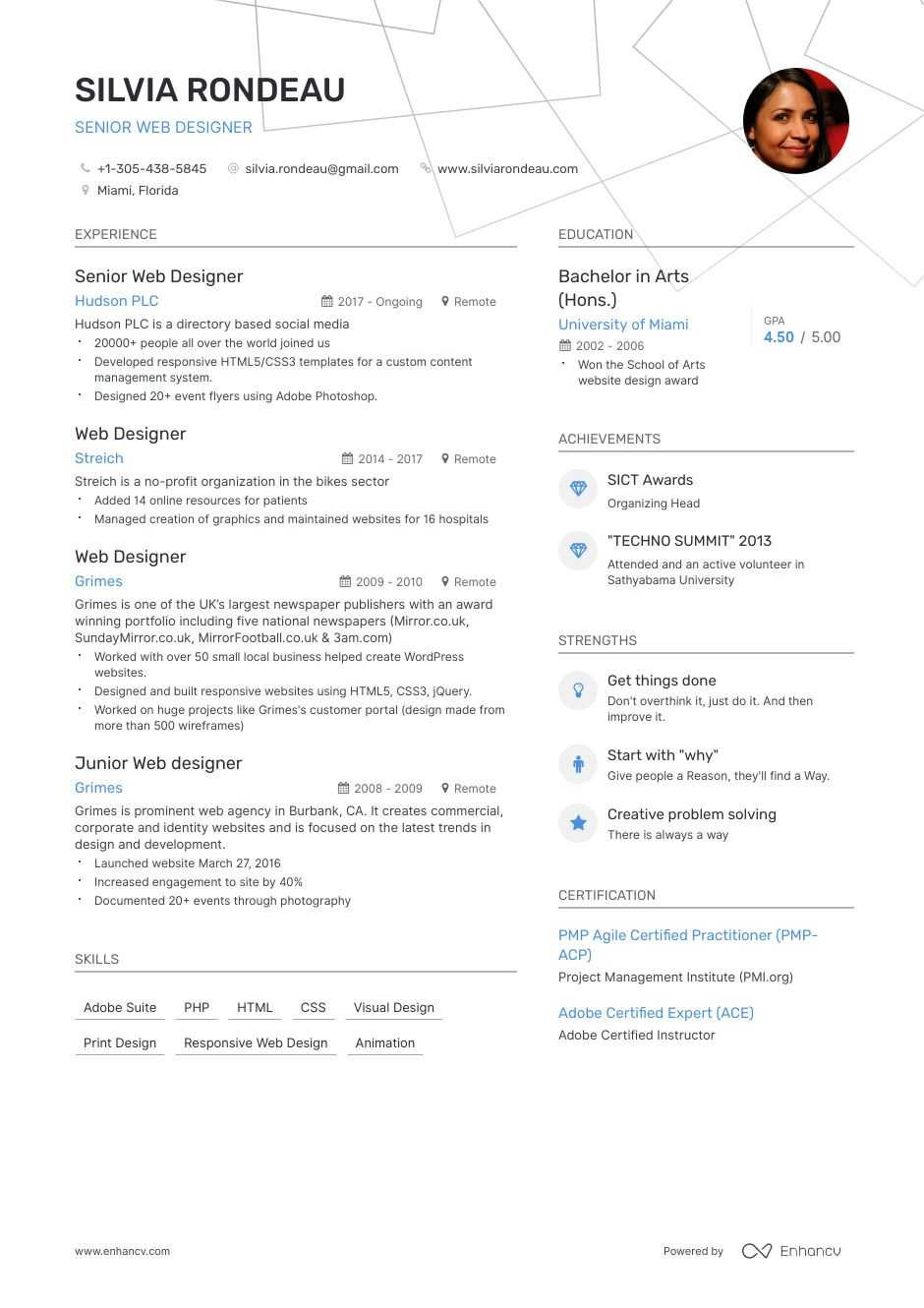 Web Designer Resume Sample for 1 Year Experience the Best Web Designer Resume Examples & Skills to Get You Hired