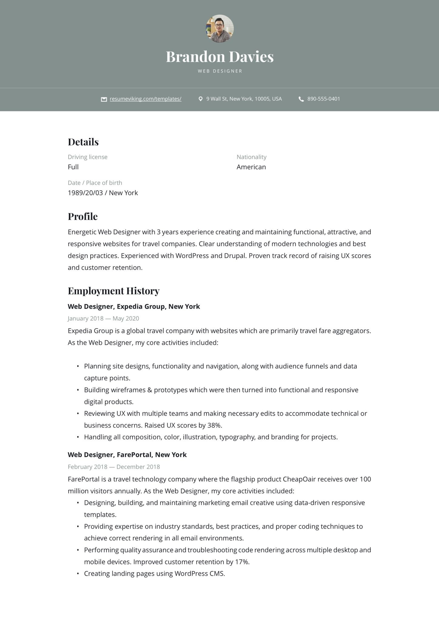 Web Designer Resume Sample for 2 Year Experience 19 Free Web Designer Resume Examples & Guide Pdf 2020