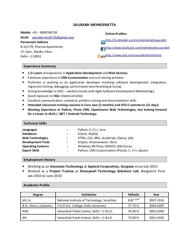 1 Year Experience Resume Sample Pdf 1 Year Experience Resume format Database Letter Templates