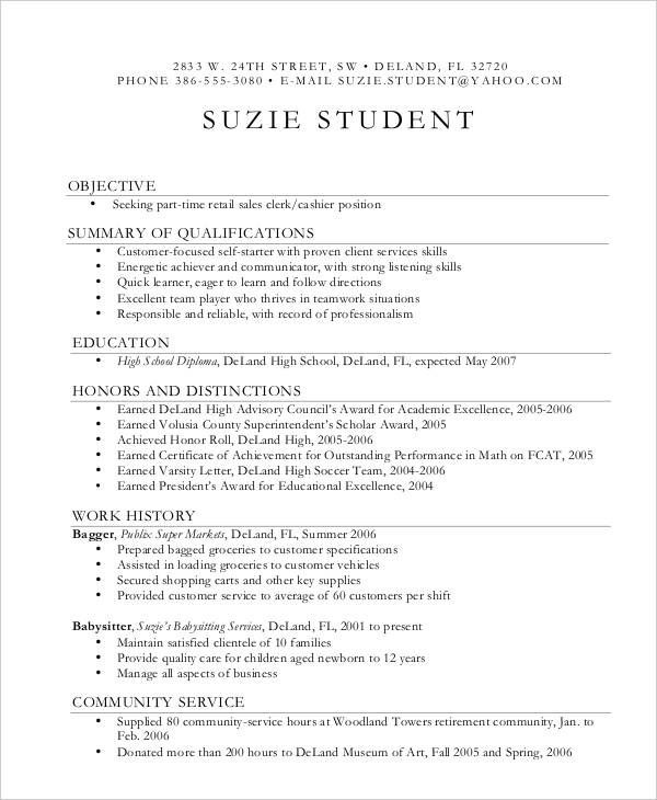A Sample Resume for A First Job Found On Bing From