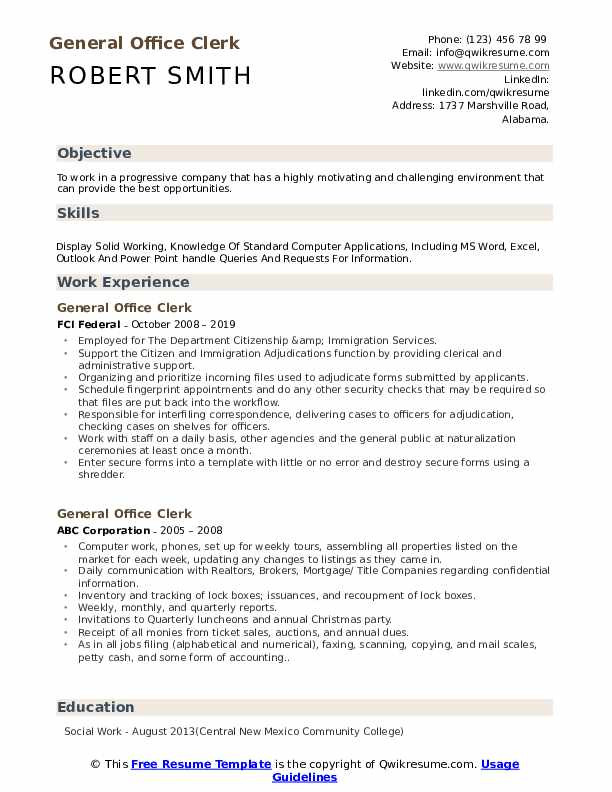 Entry Level Office Clerk Resume Sample General Fice Clerk Resume Samples
